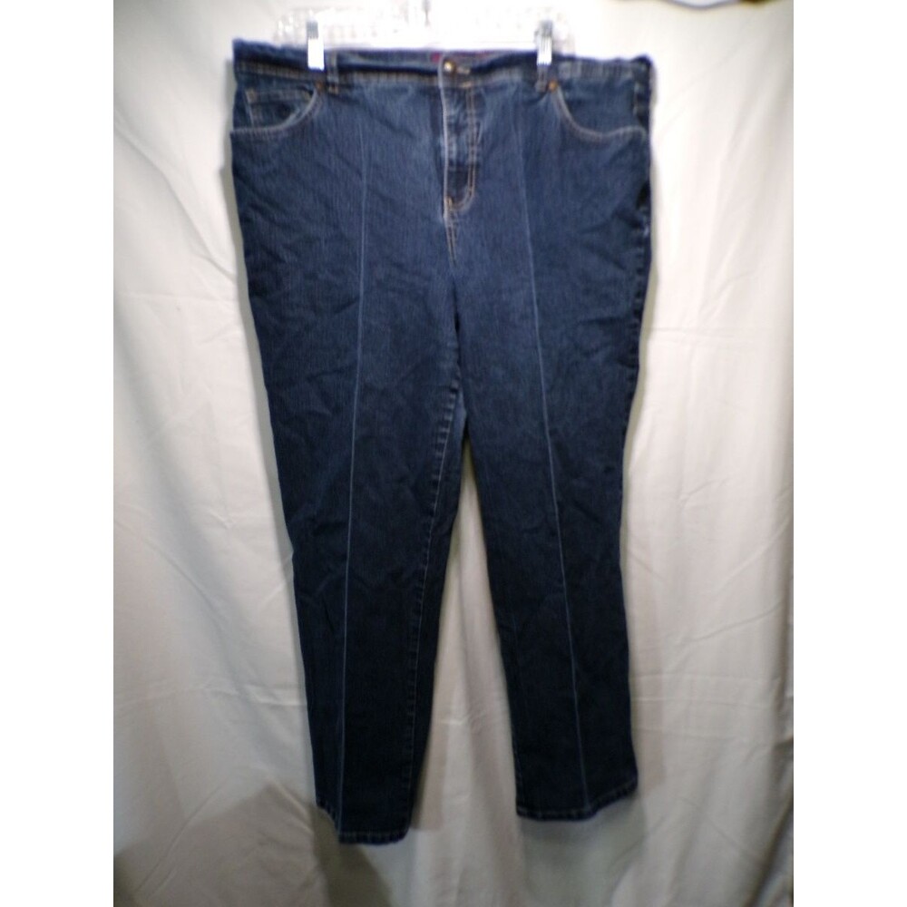 Gloria Vanderbilt Women 20W Dark Wash Straight Jeans Center Crease 5-Pocket